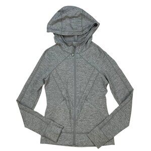 Lululemon Ivivva Girls Zipper Front Hoodie Jacket 12 Gray Thumb Holes Pockets